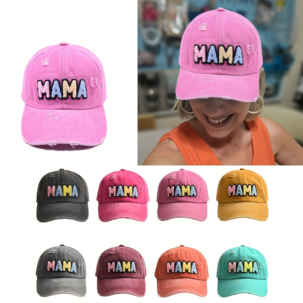 MAMA Patch Ripped Baseball Cap Distressed Dad Hat