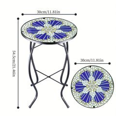 Metal Glass Small Round Table Living Room Side Table