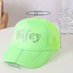 Rhinestone Wifey Y2K Trucker Hat Candy Mesh Baseball Cap