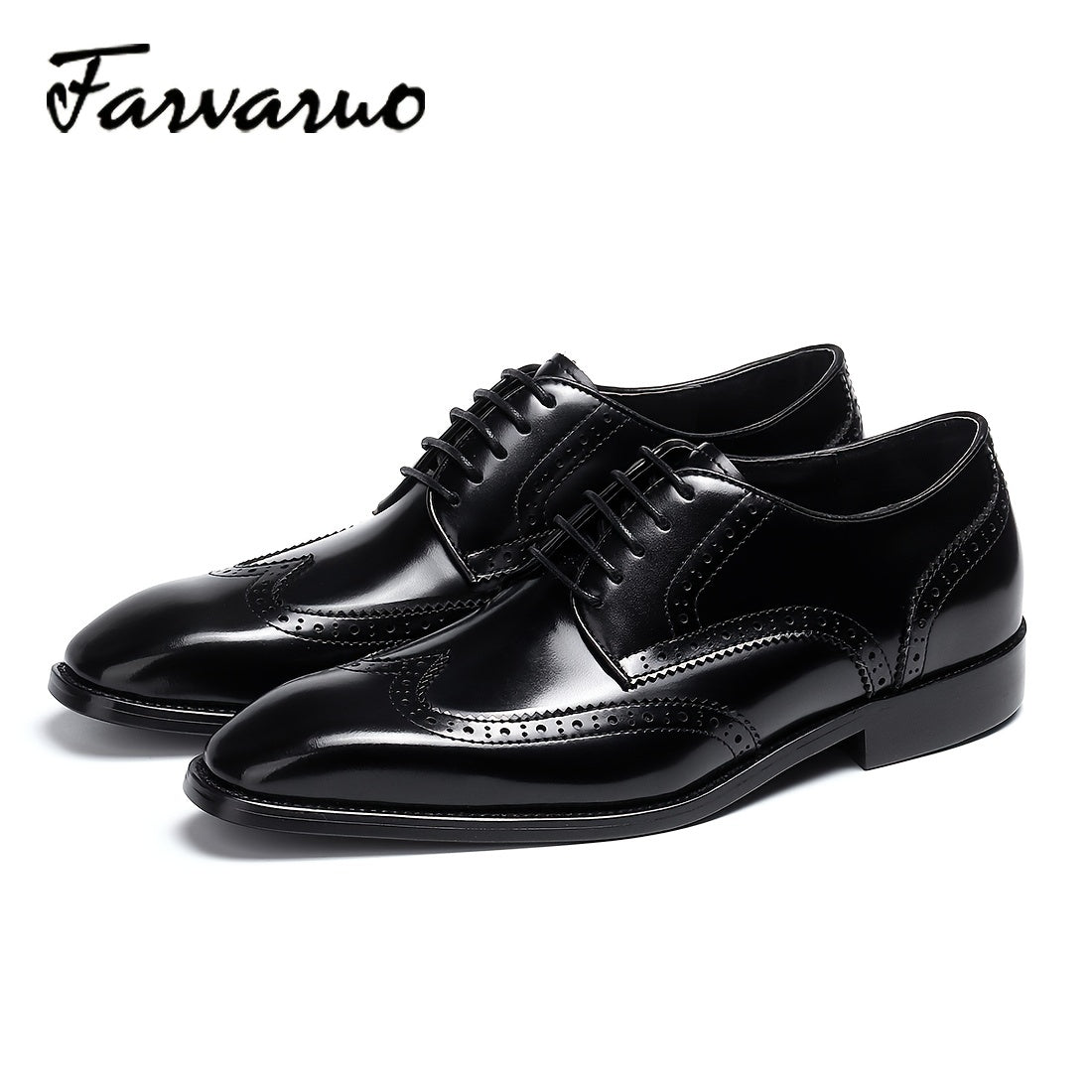 FARWARWO Wingtip Brogue Oxford Shoes Pointed Toe Formal Dress Shoes