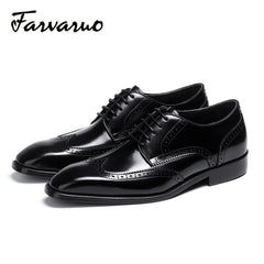 FARWARWO Wingtip Brogue Oxford Shoes Pointed Toe Formal Dress Shoes