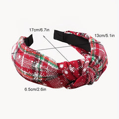 Christmas Style Knotted Headband Snow Plaid Holiday Party Hair Accessory