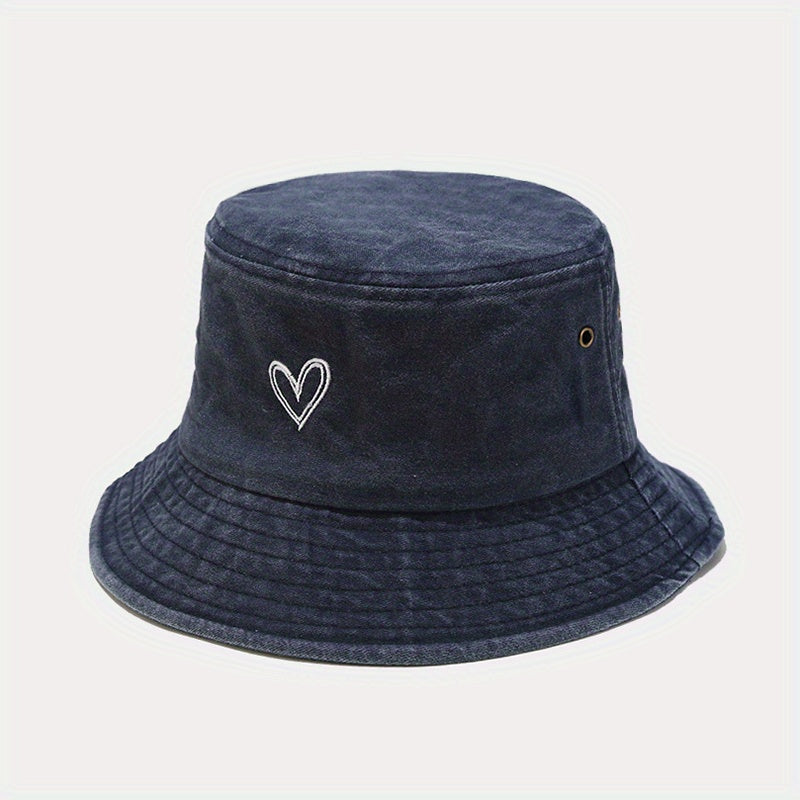 Sunshade Bucket Hat Love Pattern Embroidered Sun Hat