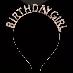 Birthday Girl Headband Metal Rhinestones Hair Hoop Party Decor
