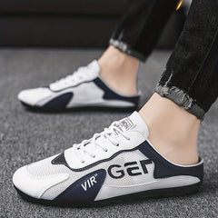 Men's Lace up Half Sneakers Odor Resistant Mules Lightweight Shoes
