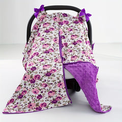 Girls Purple Flower Car Seat Sunshade Cover Canopy