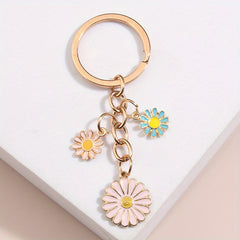 Cartoon Daisy Flower Keychain Key Ring Bag Charm Accessory Girls Gift