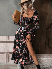 Floral Print Long Sleeve Dress Women's Clothing