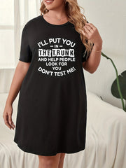 Slogan Print Round Neck Sleep Dress