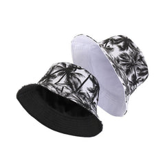 Canvas Bucket Hat Summer Coconut Tree Double-sided Basin Hat