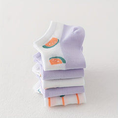 5 Pairs Floral Print Soft & Lightweight Ankle Socks Women's Stockings