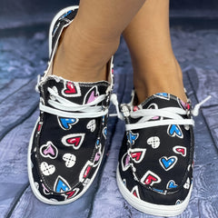Colorful Love Heart Pattern Skateboard Shoes for Women