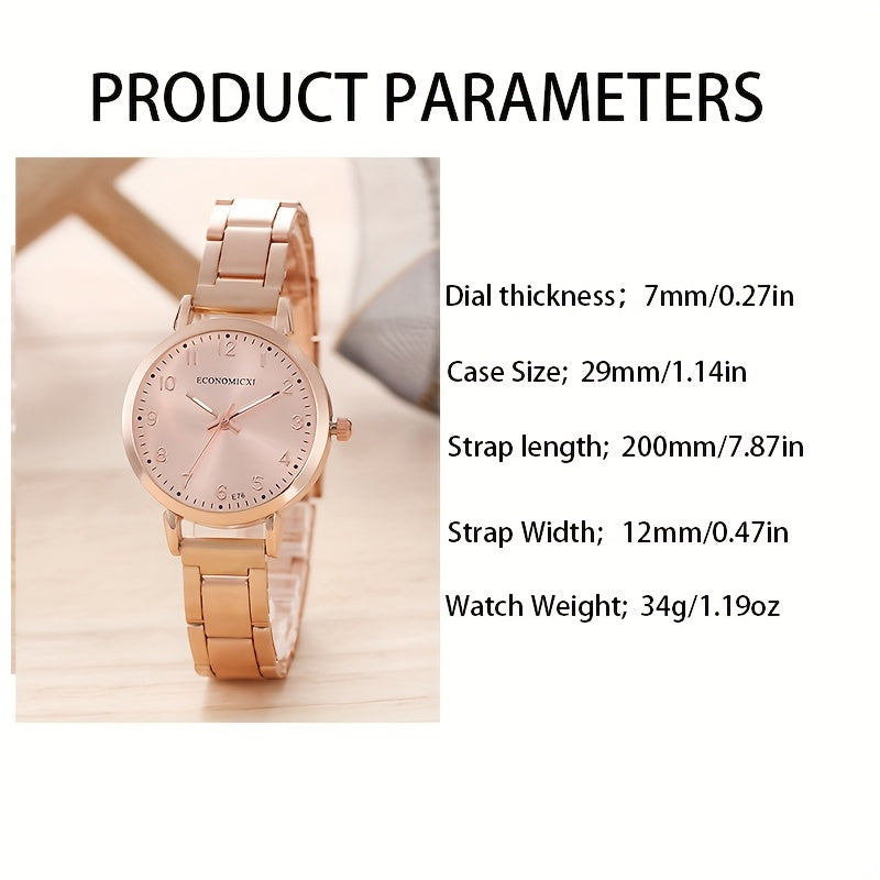 Rhinestone Quartz Watch & 5pc Jewelry Set