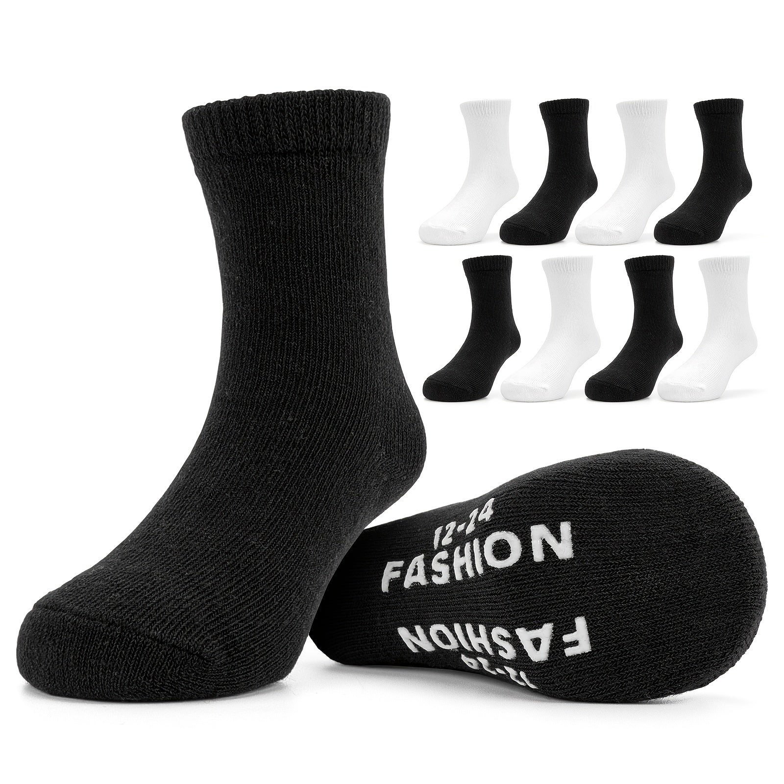 8 Pairs Kids Thermal Crew Socks for Cold Weather