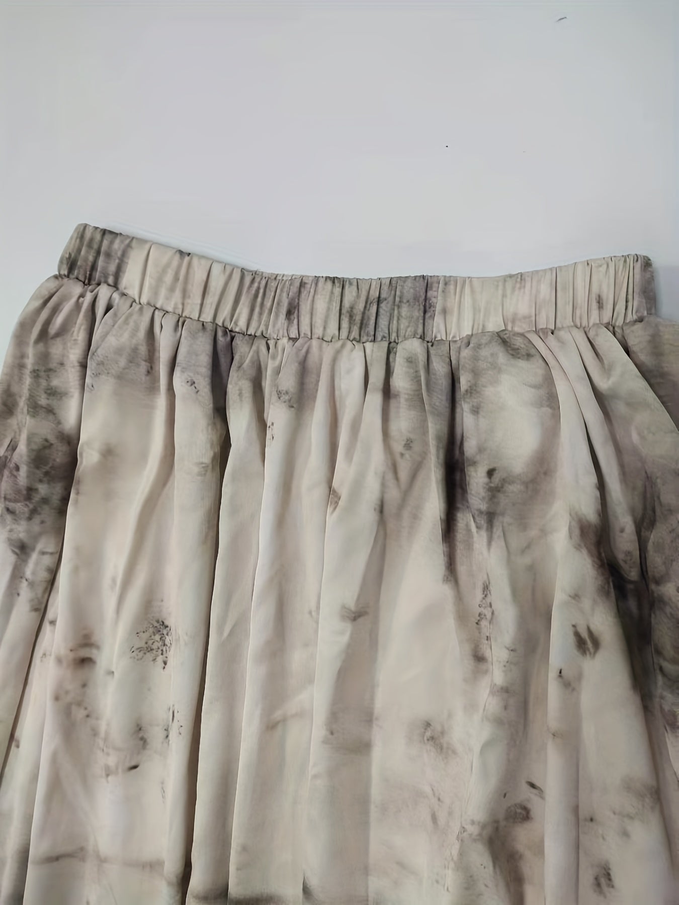 Tie Dye Pleated Maxi Skirt Elastic Waist Spring/Summer Womens Clothing