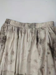Tie Dye Pleated Maxi Skirt Elastic Waist Spring/Summer Womens Clothing