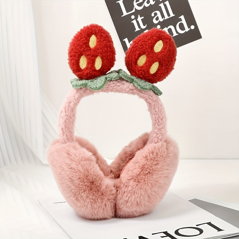 Strawberry Plush Winter Earmuffs Anti Freeze Soft Furry Earmuffs