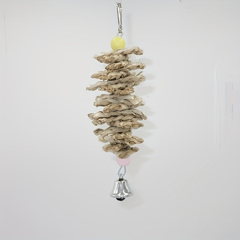 Natural Straw Bird Toys Cuttlebone Parrot Skewers for Calcium Supplement