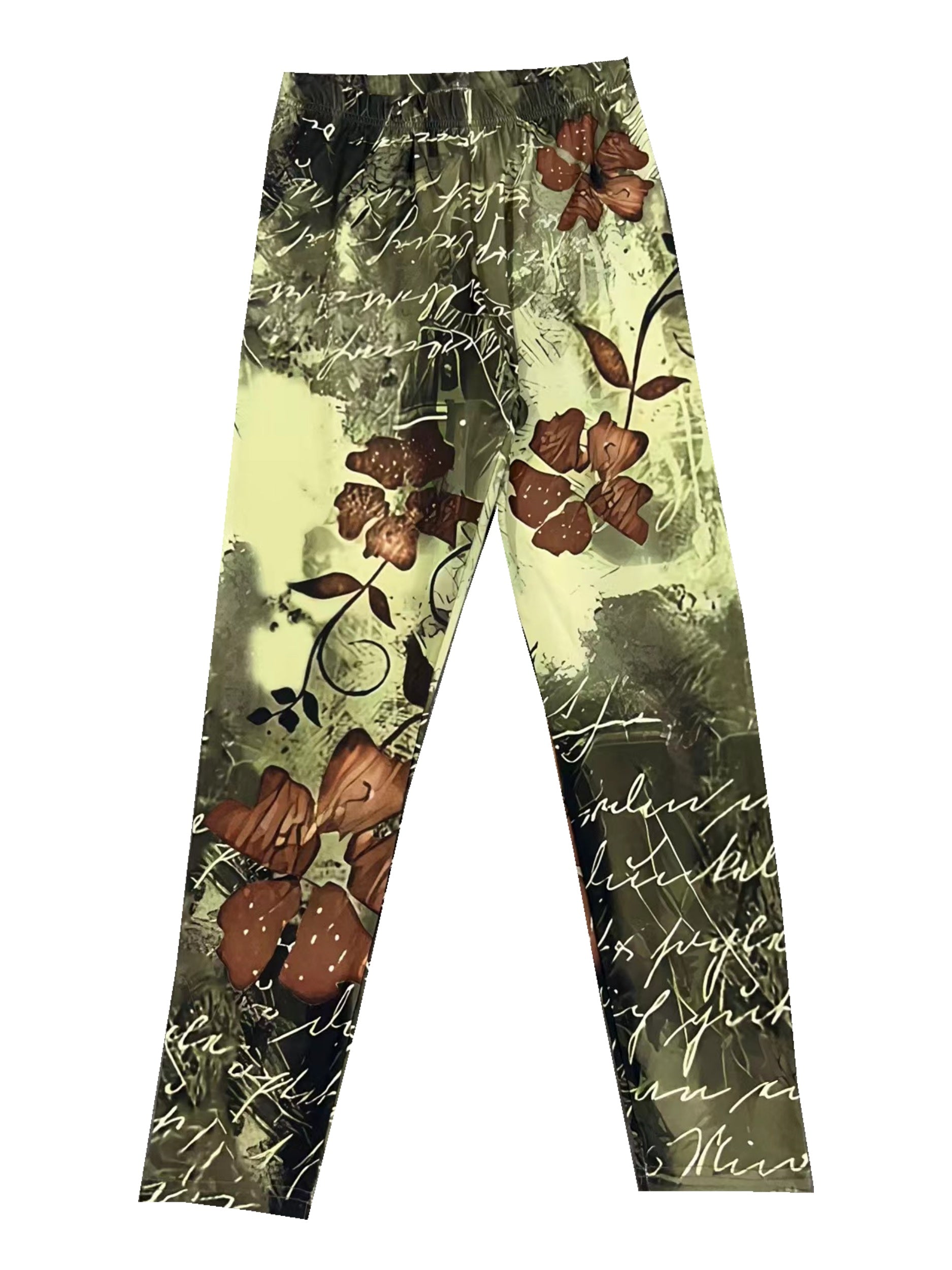 Casual Leggings Women's Plus Floral & Letter Print Skinny Leggings
