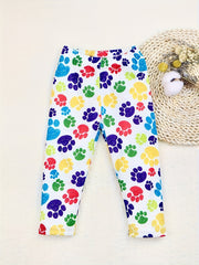 Polka Dot & Claw Print Leggings 2pcs Set For Baby Girls