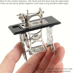 Vintage Silvery Sewing Machine Dollhouse Accessory Metal Collectible