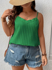 Ribbed V Neck Lace Cami Top