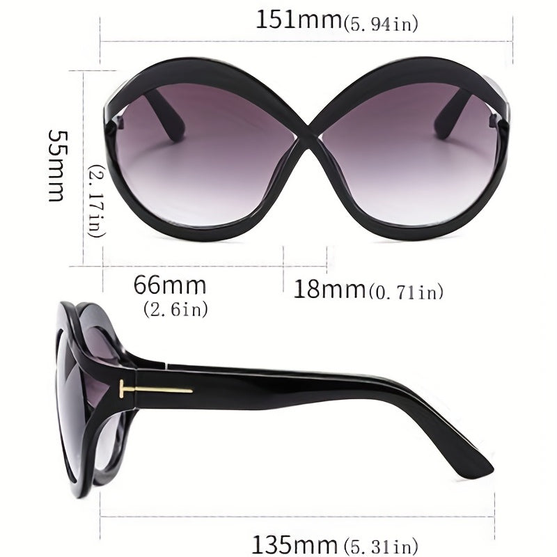 Round Frame Sunglasses Gradient Lens Hollow Block UV400
