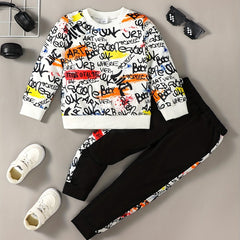 Boy's Graffiti Outfit 2pcs Set Street Style Kid's Clothes