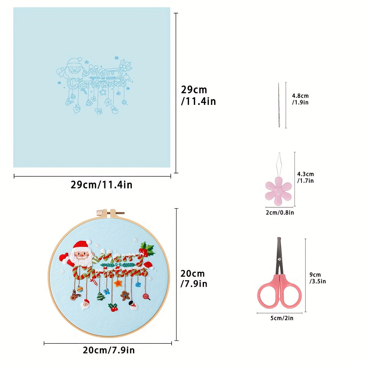 Christmas Embroidery Kit Set with Hoop