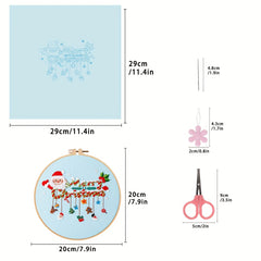 Christmas Embroidery Kit Set with Hoop