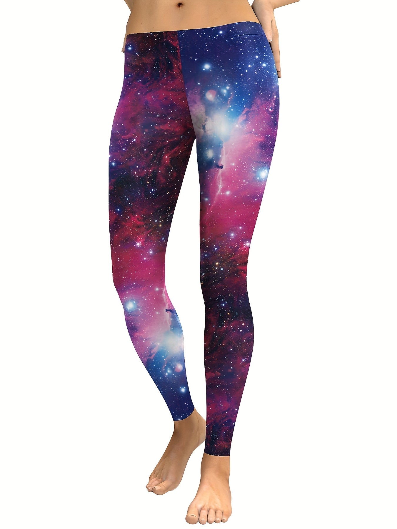 Starry Sky Print Leggings Casual Slim Long Length Leggings Women's Clothing