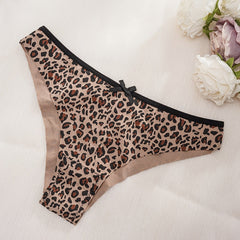 Leopard Bow Tie Panties Criss Cross Cut Out Women's Lingerie