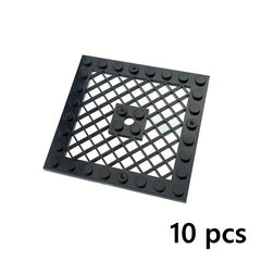 10pcs 8x8 Military Grid Floor Towers Building Blocks with Red Safety Lips