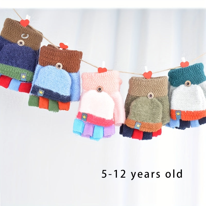 Warm Plush Full Finger Gloves for 5-12Y Kids