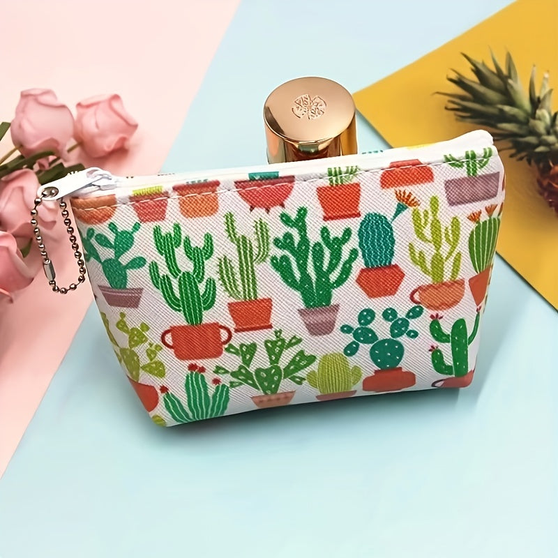 Cactus Coin Purs Zipper Small Wallet Key Bag Waterproof Durable