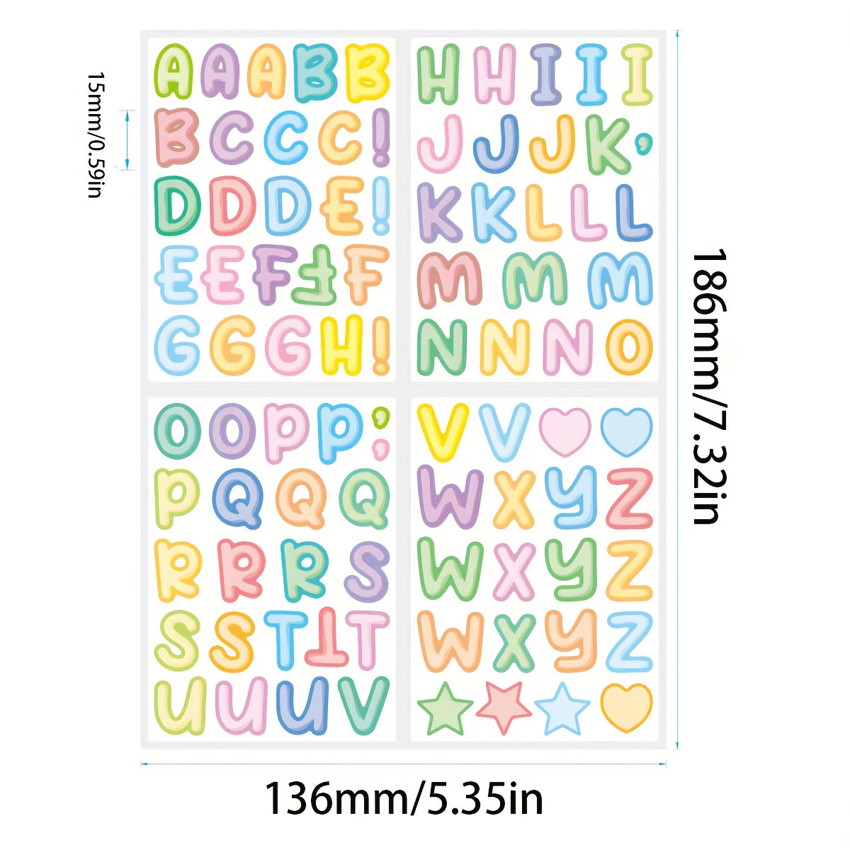 Colorful English Letter Sticker for DIY Cup Lunch Box Waterproof Sticker