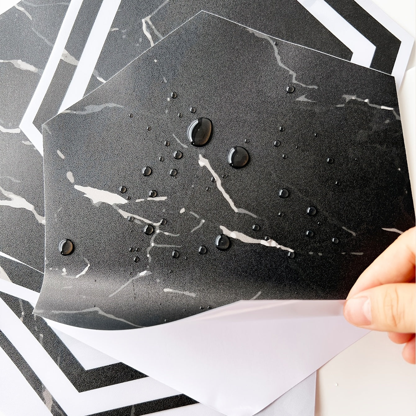 7pcs Marble Hexagon Tile Stickers - Waterproof & Non Slip