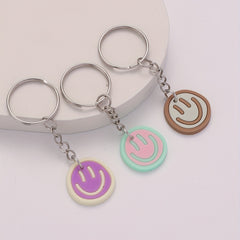 18pcs Cartoon Smile Face Keychain PVC Key Ring Luggage Bag Charm Gift