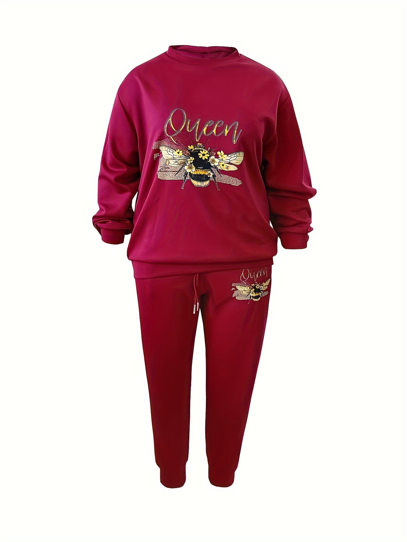 Women's Bee & Letter Print Top & Joggers 2 Piece Set