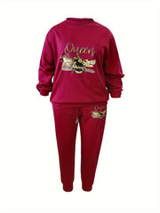 Women's Bee & Letter Print Top & Joggers 2 Piece Set