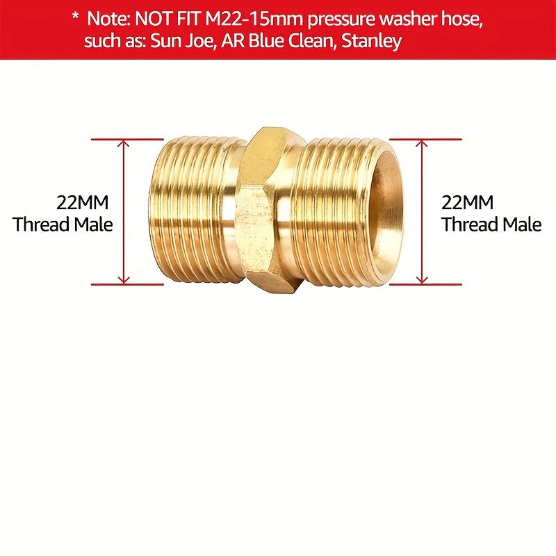 Pressure Washer Hose Coupler M22 14mm Male To M22 14mm Male Solid Brass