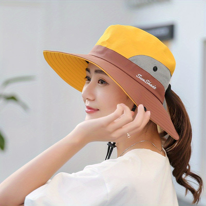 Colorful Mesh Bucket Hat Sun Visor Hats Wide Brim UV Protection Face Cover Booni