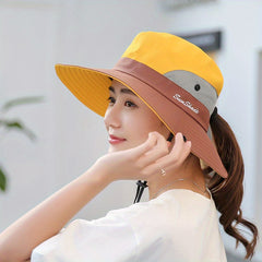 Colorful Mesh Bucket Hat Sun Visor Hats Wide Brim UV Protection Face Cover Booni