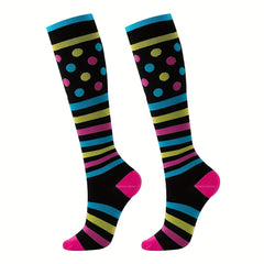 6 Pairs Compression Knee High Socks for Running and Cycling