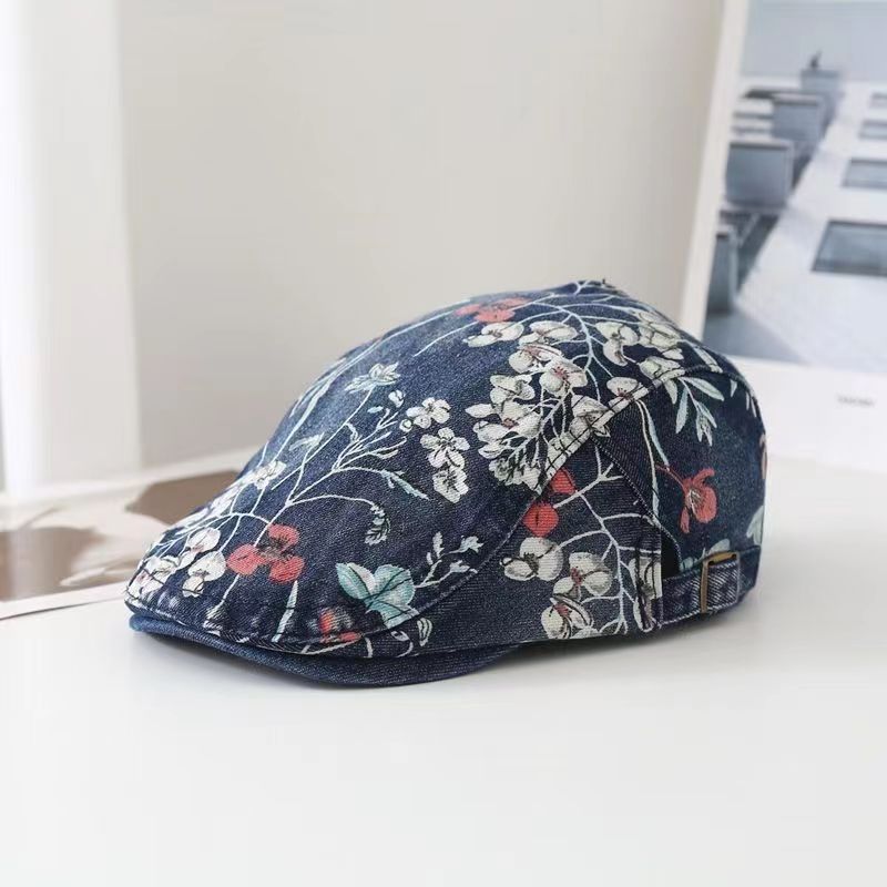Ethnic Denim Classic Streetwear Floral Print Retro Couple Hat
