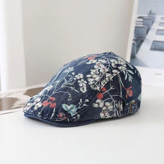 Ethnic Denim Classic Streetwear Floral Print Retro Couple Hat