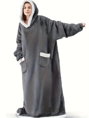 Winter Fuzzy Trim Fleece Blanket Robe