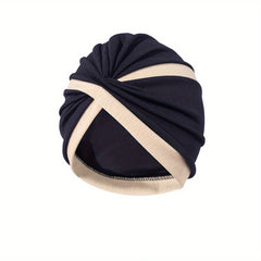 Knotted Pleated Turban Block Head Wrap Women Bandana Elastic Beanie Chemo Cap