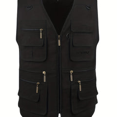 Men's Poplin Outdoors Travel Sports Pockets Utility Work Fishing Cargo Vest