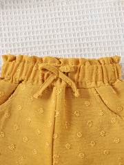 2pcs Baby Girls Fly Sleeve Camisole Top & Shorts Set Clothes